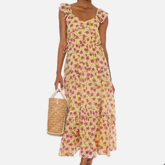 Banjanan Erin Tiered Floral Wrap Maxi Dress - Picture 1 of 9
